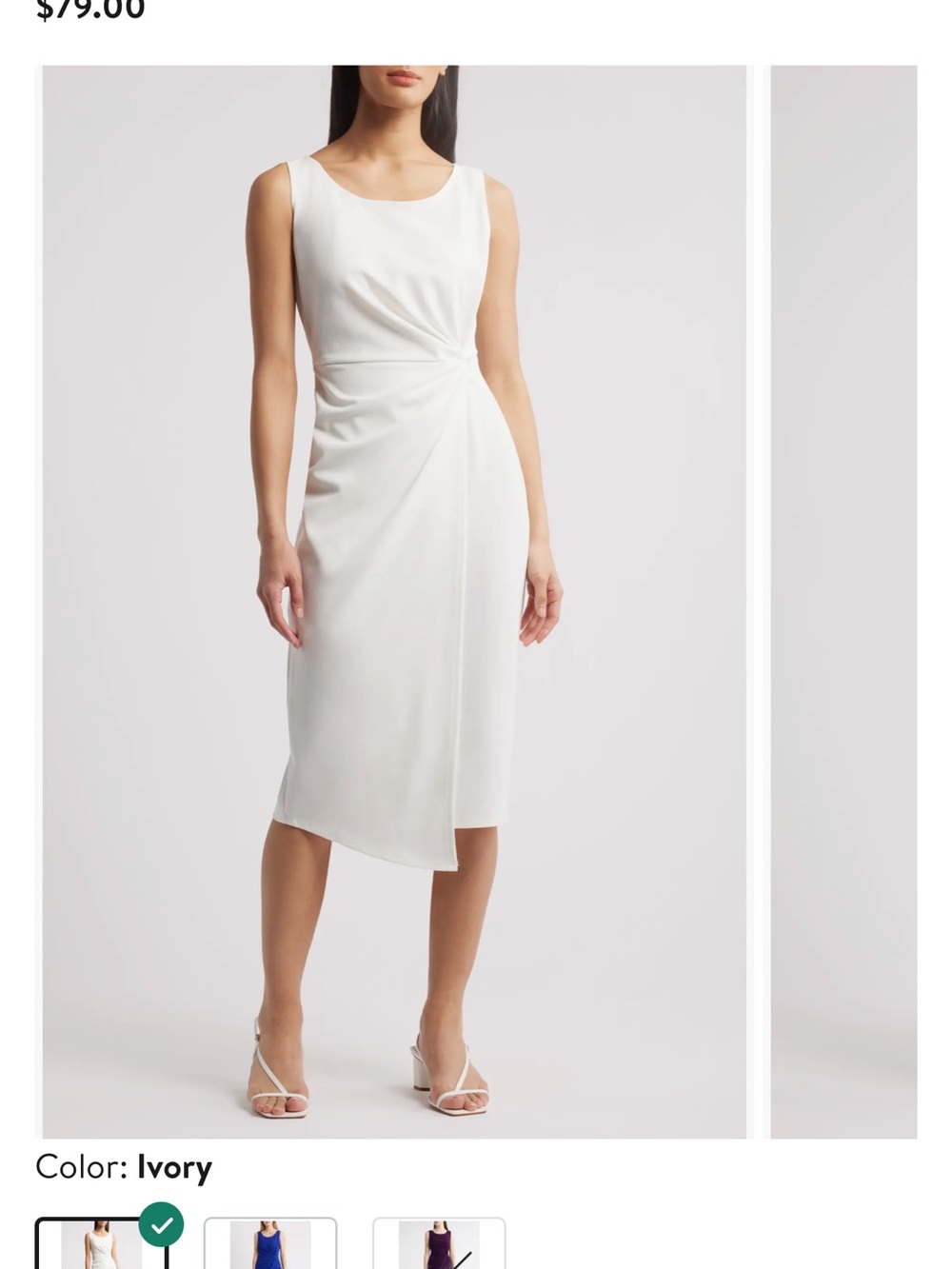 Elegant White Sleeveless Twist-Detail Dress